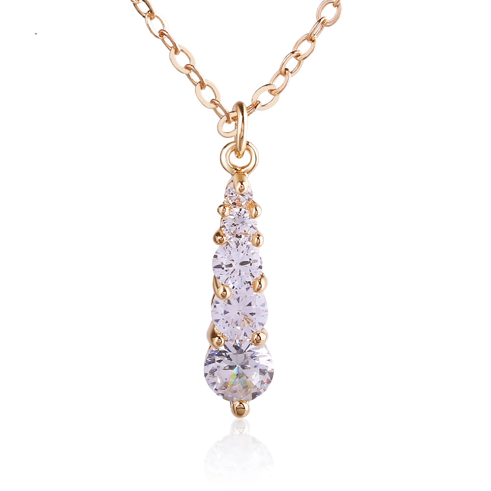 Gold Silver Long Water Drop Necklace Pendants Femme Jewelry Fashion Simple CZ Glass Crystal Zircon Necklace For Women Gift