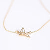 Gold/Silver Plated Origami Crane Chain Pendant Necklace Women Simple Origami Bird Animal pineapple Cactus Necklaces Jewelry