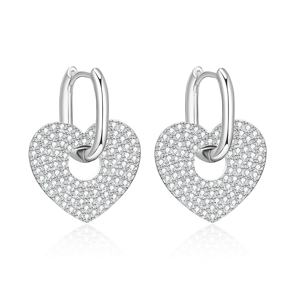 Gold Silverly Heart CZ Earrings for Women Female Small U Hoop Earrings Bride Jewelry Gift 2022 Gift