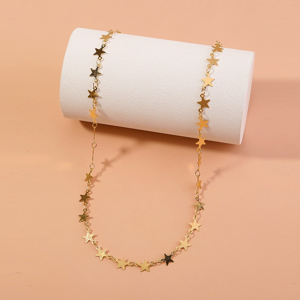 Gold Star Choker Necklace Outer Banks Sarah Cameron Necklace Chain Dainty Necklace Summer Beach Streetwear Jewelry Birthday Gift
