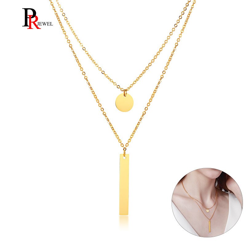 Gold Tone Coin Choker Necklaces for Women Stainless Steel Bar Pendant Necklace Birthday Gifts for Her Chain Length Adjustable