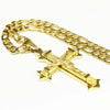Gold Tone Jesus Christ Stainless Steel Cross Cruz Pendant Necklace with 24" Figaro chain Necklace
