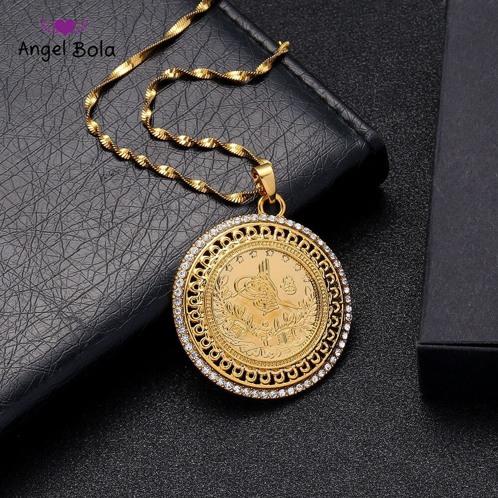 Gold and Crystal Allah Pendant and Necklaces for Women Middle East Islam Muslims Jewelry Arab Gifts Middle East Jewelry