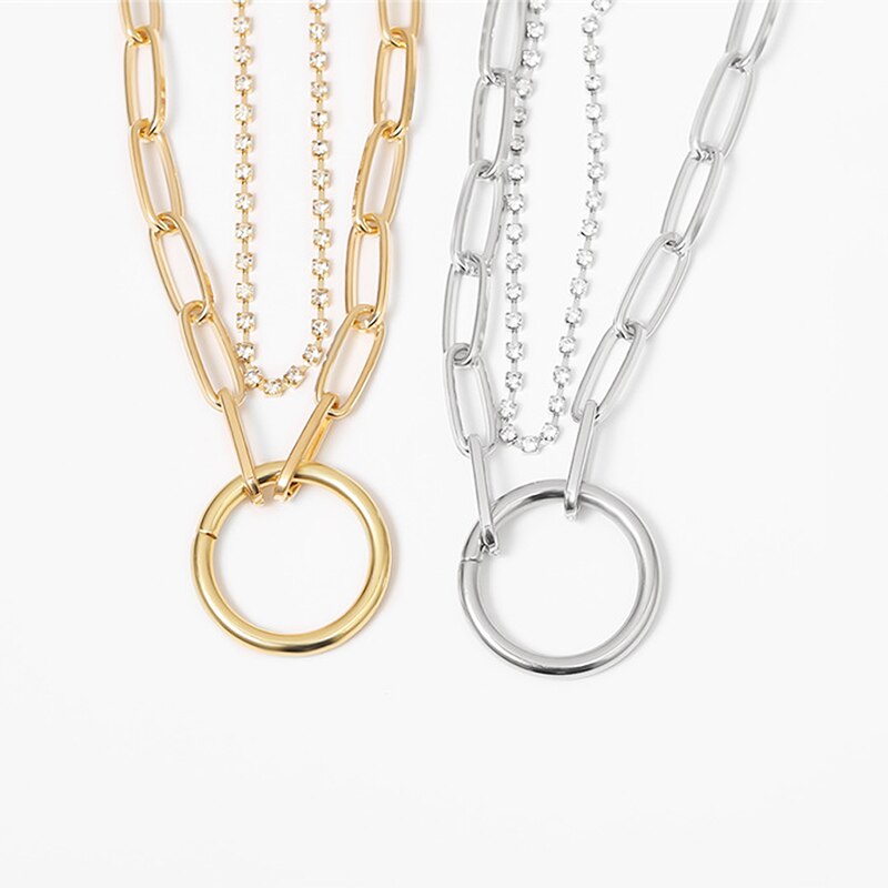 Gold color Chain layered necklace hip hop style подвеска на шею мужские цепочки Punk Design женские украшения gothic jewelry