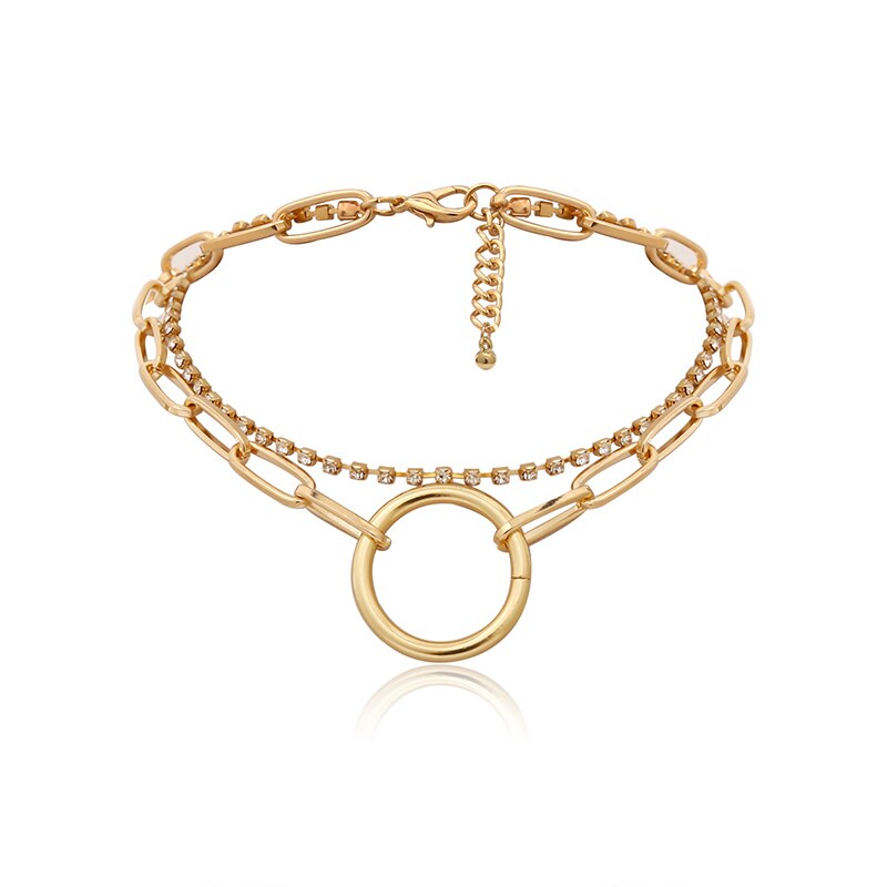 Gold color Chain layered necklace hip hop style подвеска на шею мужские цепочки Punk Design женские украшения gothic jewelry