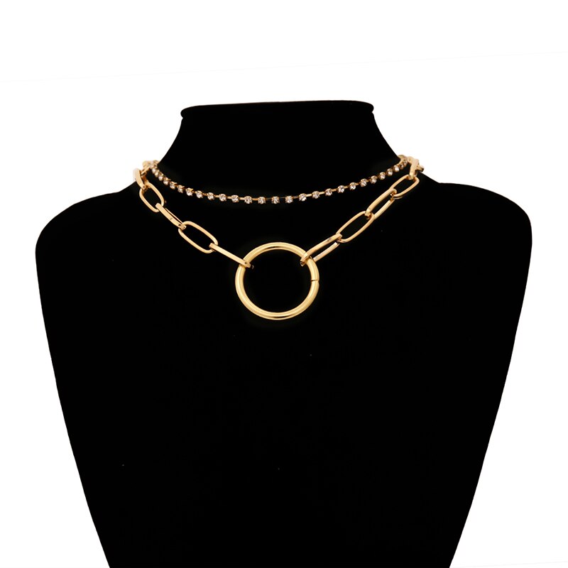 Gold color Chain layered necklace hip hop style подвеска на шею мужские цепочки Punk Design женские украшения gothic jewelry