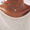 Gold color Choker Necklace for women Long Beads Heart Pendant Chain Necklaces & Pendants Lace velvet chokers Jewelry