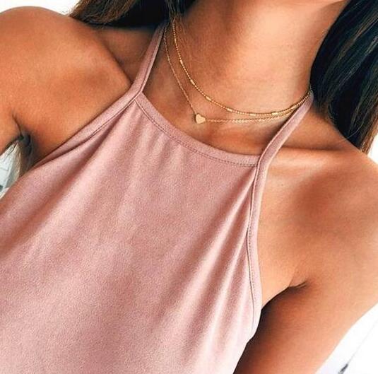 Gold color Choker Necklace for women Long Beads Heart Pendant Chain Necklaces & Pendants Lace velvet chokers Jewelry