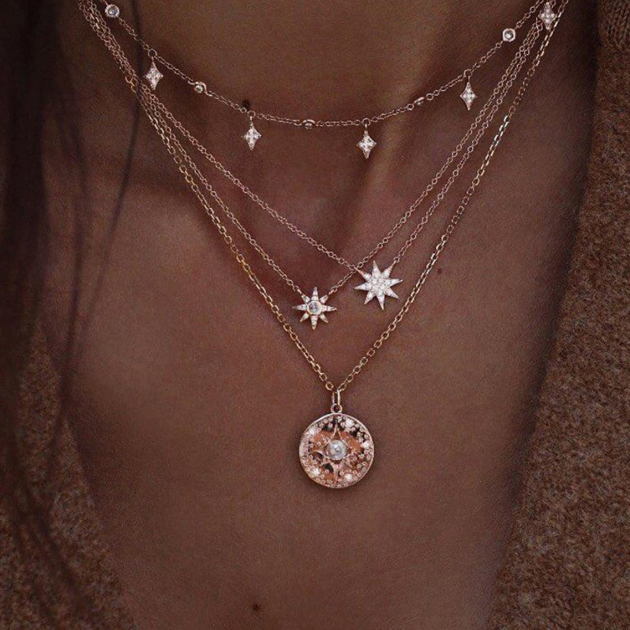 Gold color Choker Necklace for women Long moon Tassel Pendant Chain Necklaces & Pendants Laces velvet chokers  Jewelry