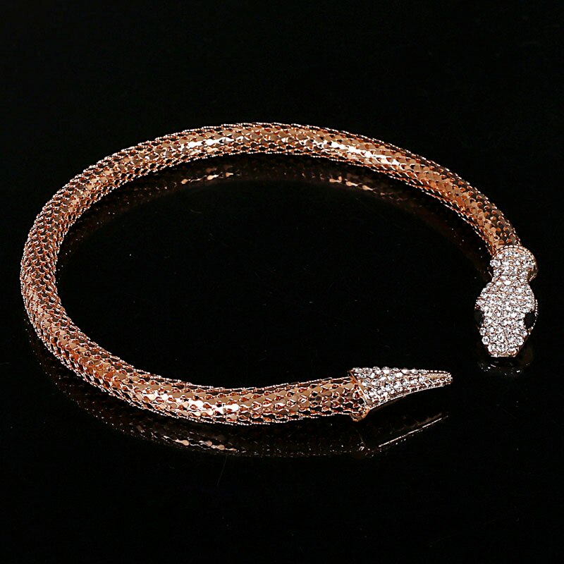 Gold-color and Silver Plated Snake Necklace Choker Women Collier Femme Bijoux Black Gun Crystal Choker Necklaces