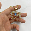 Gold color blue Eye Of Horus Pendant with zircon Men Women Jewelry Hip hop Stainless steel Gold Color Pendant Necklace Chain