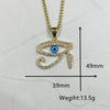 Gold color blue Eye Of Horus Pendant with zircon Men Women Jewelry Hip hop Stainless steel Gold Color Pendant Necklace Chain