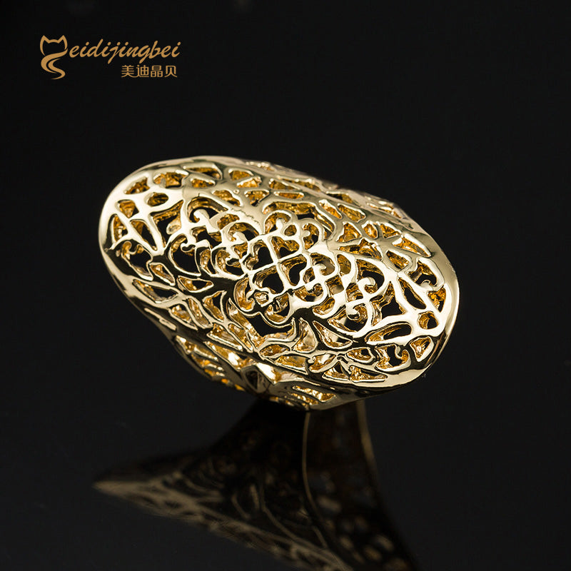 Gold/silver color big rings for women zi alloy hollow out full finger ring female fashion knuckle jewelry bague femme MDJB011