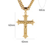 Gold tone Cross Christ Jesus Pendant Necklace Stainless Steel Link rolo Chain Heavy Men Jewelry Gift 21.65" 7mm