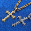 Gold tone Cross Christ Jesus Pendant Necklace Stainless Steel Link rolo Chain Heavy Men Jewelry Gift 21.65" 7mm