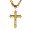 Gold tone Cross Christ Jesus Pendant Necklace Stainless Steel Link rolo Chain Heavy Men Jewelry Gift 21.65" 7mm