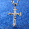 Gold tone Cross Christ Jesus Pendant Necklace Stainless Steel Link rolo Chain Heavy Men Jewelry Gift 21.65" 7mm