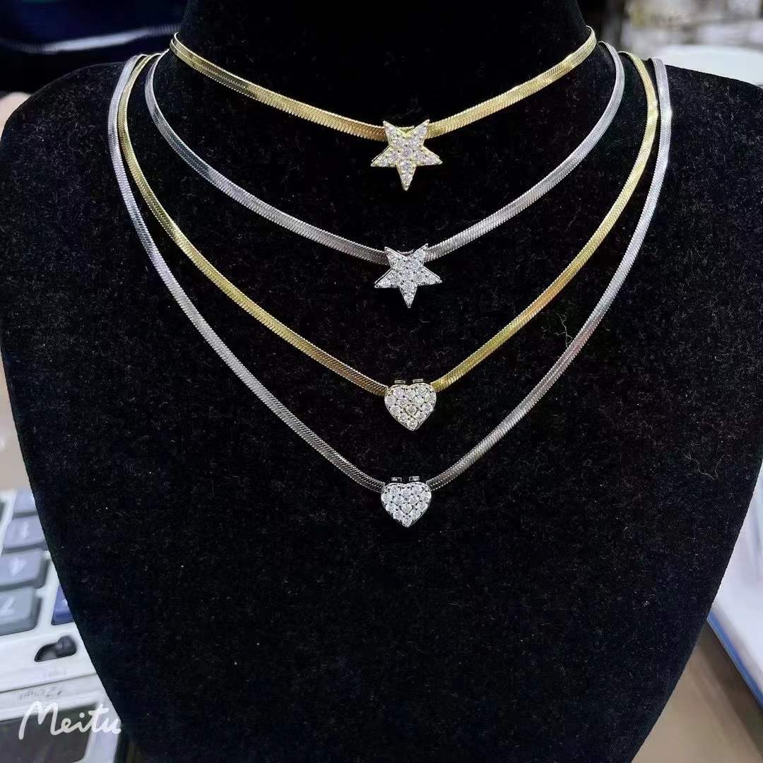 Golden Blade Chain Color Preservation and Fading Flat Snake Bone Chain DIY Necklace European and American Jewelry