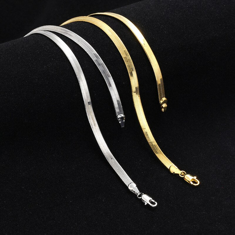 Golden Blade Chain Color Preservation and Fading Flat Snake Bone Chain DIY Necklace European and American Jewelry