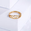 Golden Colour Hollowed-out Heart Shape Ring Design Cute Love Jewelry For Women Young Girl Child Gift 2022 Trend Ring