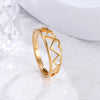 Golden Colour Hollowed-out Heart Shape Ring Design Cute Love Jewelry For Women Young Girl Child Gift 2022 Trend Ring