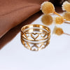 Golden Colour Hollowed-out Heart Shape Ring Design Cute Love Jewelry For Women Young Girl Child Gift 2022 Trend Ring