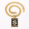Golden Dollar Letter Crystal Metal Necklace Male Hip Hop Style Series Long Chain Accessories Charm Cool Pendant Gift
