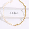 Golden Half Pearl Half Twist Chain Necklace Personality DIY Golden Stainless Steel Pearl Necklace