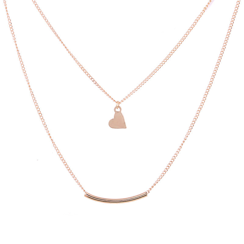 Golden Plated We Are Family Love Double Layer Alloy Clavicular Bones Pendant Short Chocker Necklace