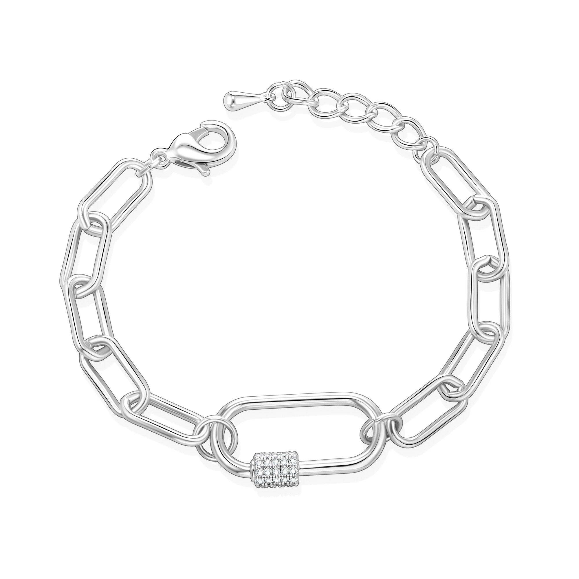 Golden Silverly Bracelets CZ Stone Crystal Screw for Woman Pave Carabiner Lock Oval Chain Bracelet Zirconia Punk Jewelry Gifts