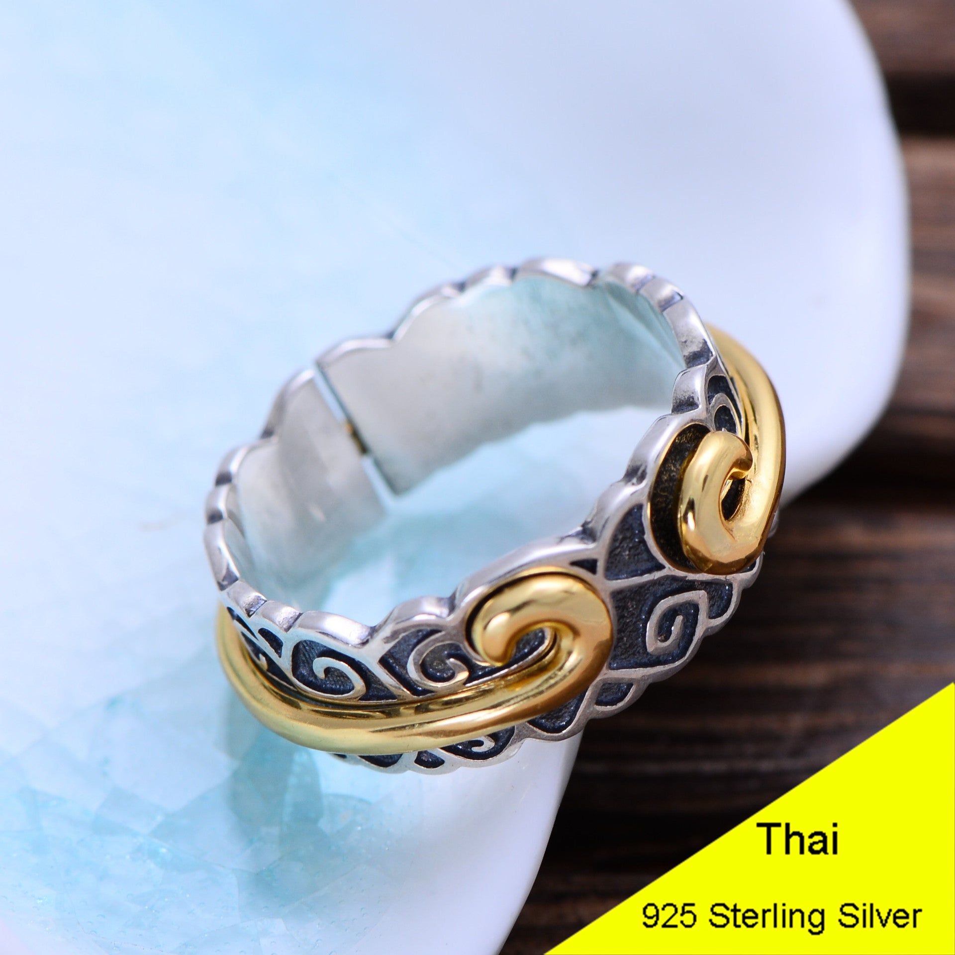 Golden & Silvery 925 Sterling Silver Monkey King Straitjacket Open Ring Men Thai Silver Fine Jewelry Gift Finger Ring CH054195