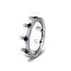Good Quality 925 Sterling Silver Enchanted Crown Ring, Clear CZ & Black Crystals Finger Rings for Women Wedding Jewelry Making