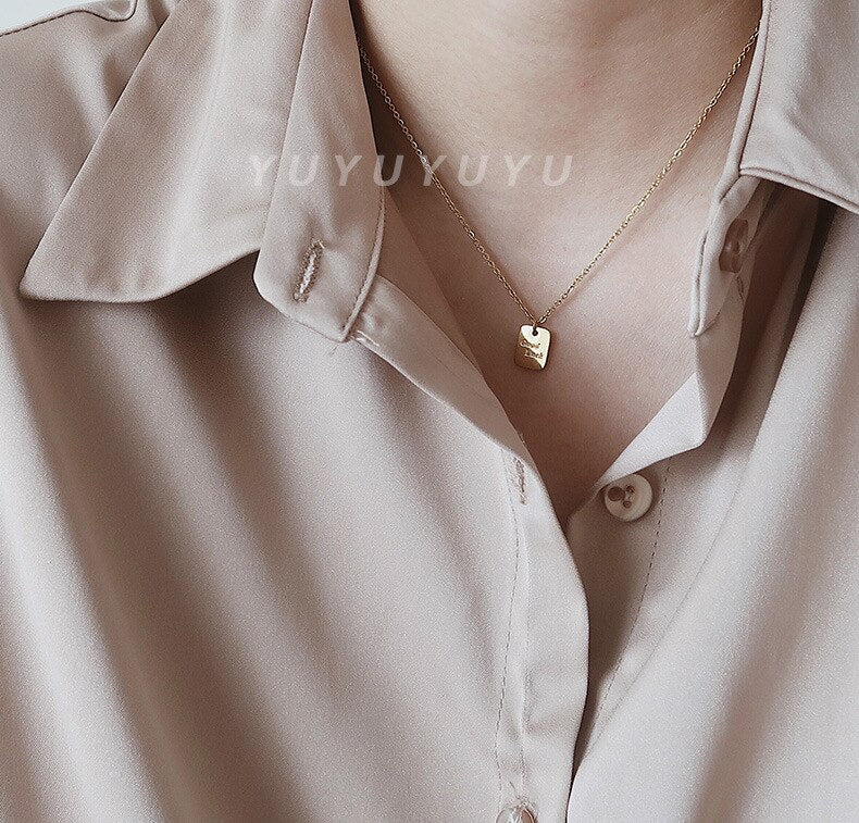 Good luck gold necklace with Yu jewelry women's titanium steel gold-plated simple ins box clavicle chain in Europe and America