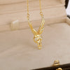 Goth Antelope Skull Necklace For Women Stainless Steel Gold Chian Necklaces Pendant Choker Boho Vintage Jewelry Collier Femme