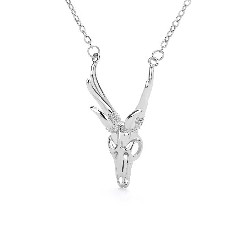 Goth Antelope Skull Necklace For Women Stainless Steel Gold Chian Necklaces Pendant Choker Boho Vintage Jewelry Collier Femme