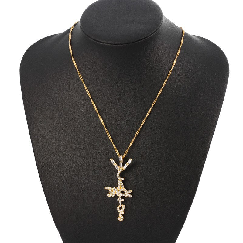 Goth Cactus Jack Pendant &Necklace Iced Cubic Zircon Plated Gold Silver Color Hip Hop Jewelry For Men Women kpop