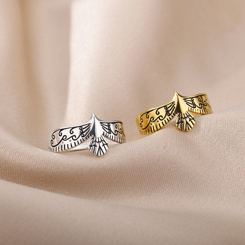 Goth Eagle Rings for Women Men Stainless Steel Gold Color Finger Ring Hip Hop Punk Aesthetic Couple Jewelry anillos mujer