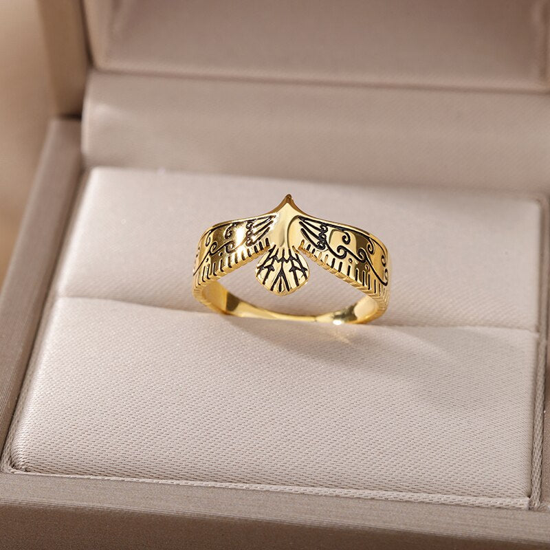 Goth Eagle Rings for Women Men Stainless Steel Gold Color Finger Ring Hip Hop Punk Aesthetic Couple Jewelry anillos mujer