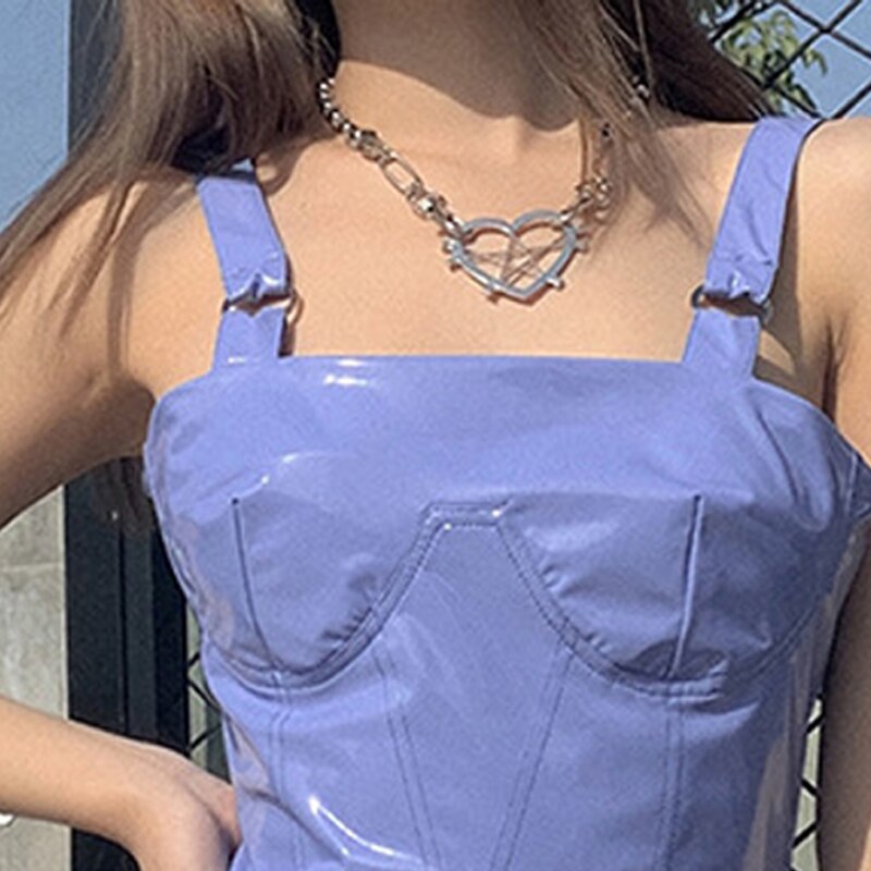 Goth Heart Shaped Pendant Necklace For Women Hip Hop Punk Y2K Vintage Star Choker Necklace Gossip Girl Poster 90s Jewelry Gifts