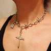Goth Hip Hop Thorns Choker Necklace For Women Men Punk Big Cross Wire Brambles Thorns Chain Necklace Halloween Jewelry Harajuku