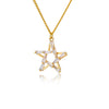Goth Hollow Crystal Star Pendant Necklace for Women Gold Pentagram Choker Chain Necklace Stainless Steel Jewelry Christmas Gift