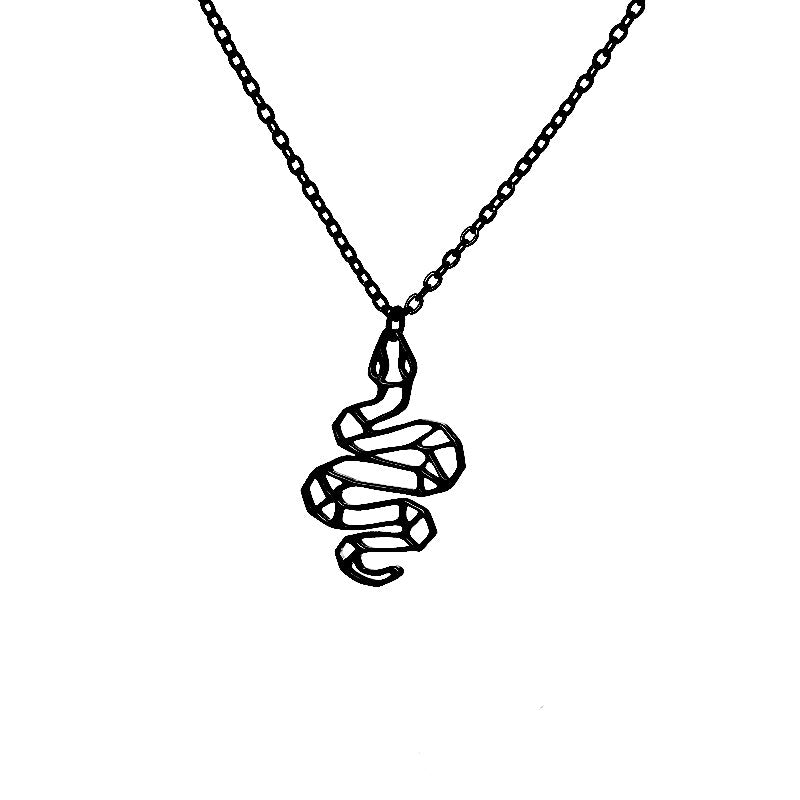 Goth Hollow Snake Pendant Necklace for Women Men Stainless Steel Gold Color Necklaces 2023 Trend Aesthetic Jewelry collares