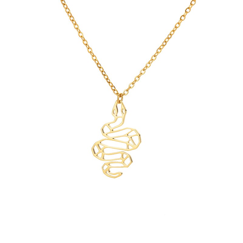 Goth Hollow Snake Pendant Necklace for Women Men Stainless Steel Gold Color Necklaces 2023 Trend Aesthetic Jewelry collares