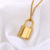 Goth Padlock Necklace For Women Men Stainless Steel Hip Hop Punk Rock Lock Pendant Choker Gold Color Necklace Aesthetic Jewelry