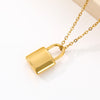 Goth Padlock Necklace For Women Men Stainless Steel Hip Hop Punk Rock Lock Pendant Choker Gold Color Necklace Aesthetic Jewelry