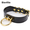 Goth Pastel Gothic Bondage Bdsm Black Leather Necklace Punk  O Round Collar Basic Plain Kitten Play Women Girl Choker