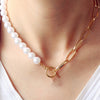 Goth Pearl Choker Necklace Gold Color Lasso Pendants Women Jewelry On The Neck Chain Beads Necklace Chocker Collar For Girl Kpop
