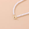 Goth Pearl Choker Necklace Gold Sliver Color Lasso Heart Rhinestone Cross Pendants Women Jewelry Neck Chain Beads Necklace