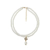 Goth Pearl Choker Necklace Gold Sliver Color Lasso Heart Rhinestone Cross Pendants Women Jewelry Neck Chain Beads Necklace