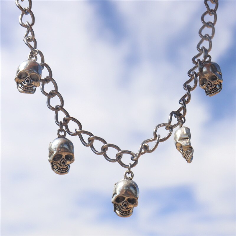 Goth Skull Neck Pendants Women's Choker Silver Color Necklace On The Neck Chain Chocker Punk Jewelry 2021 Kpop Collar For Girl